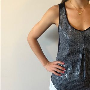 Ecru Sequined Tank Top
